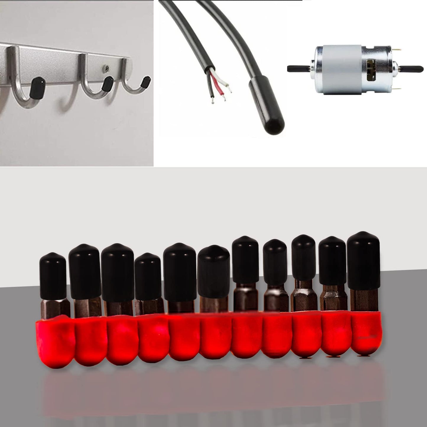 Aleric Rubber End Caps - 60pcs Flexible Screw Thread Protector Covers Rubber Bolt Covers Caps for Metal Tube Rod in 6 Sizes 2mm,3mm,6.5mm,8mm,10mm,12mm