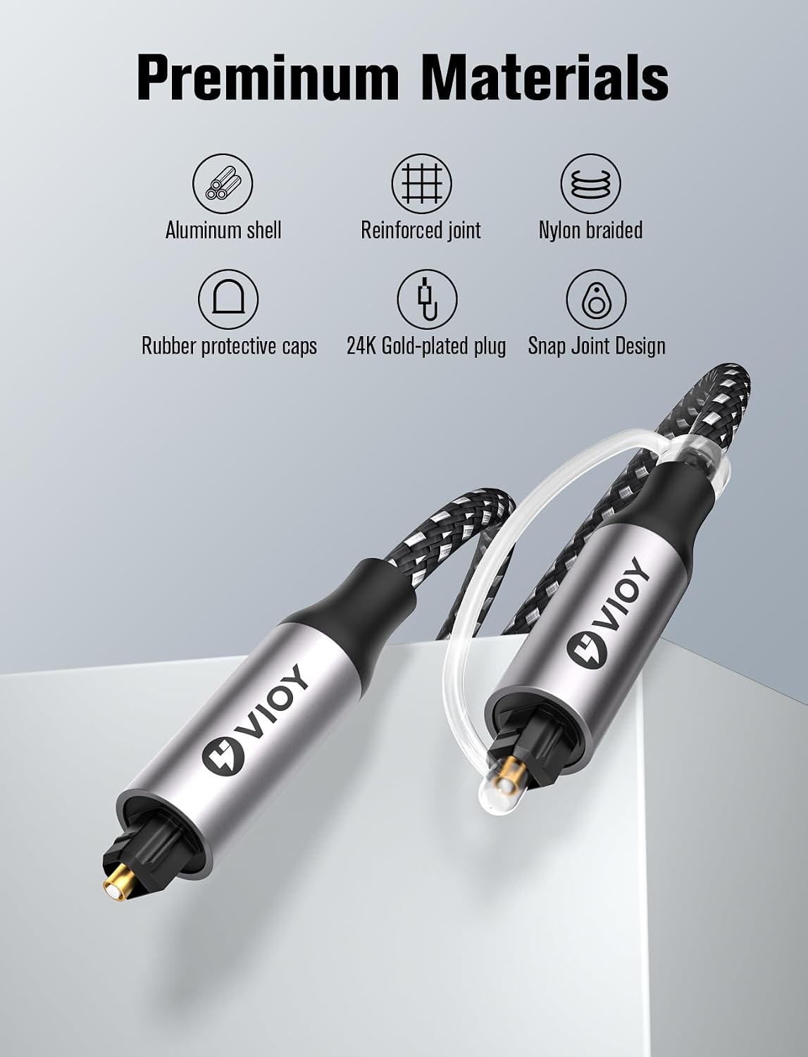 15 PS4 VIOY Optical Audio Cable FT, Long Digital Fiber Optic Audio Cable, Braided S/PDIF Adat Optical Cord