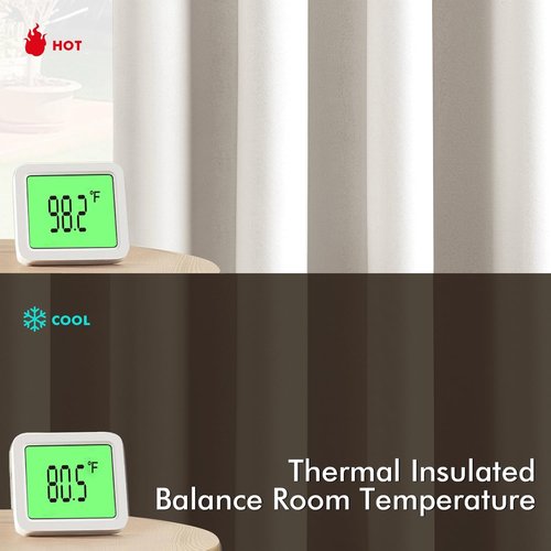 MIULEE Ivory Blackout Curtains - Thermal Insulated Room Darkening Drapes | 63-Inch Grommet Panels