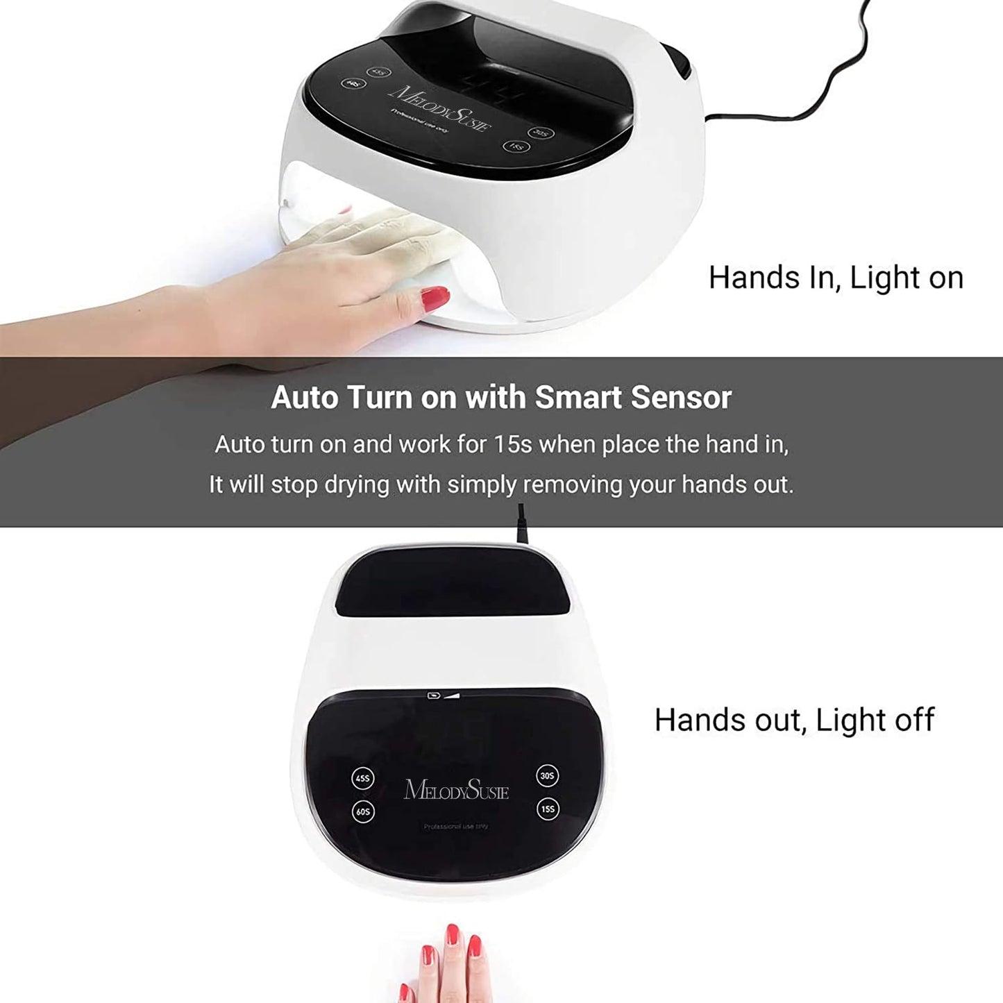 MelodySusie Professional Cordless UV Nail Lamp with Handle Design, S-Pro27I Rechargeable High Power LED Nail Dryer Cures All Gels, Especially Builder, Extension, Acrylic & Chrome Gel Polishes