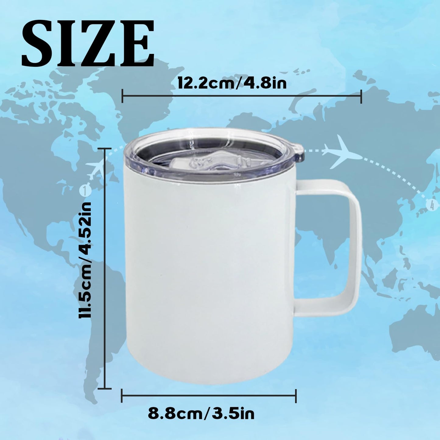 Lilsofee 25 Pack 12 oz Sublimation Mugs with Handle and Lid Straw Stainless Steel Blank Tumbler Coffee Mug Double Vacuum Insulation Heat Press Transfer Printing DIY Cups