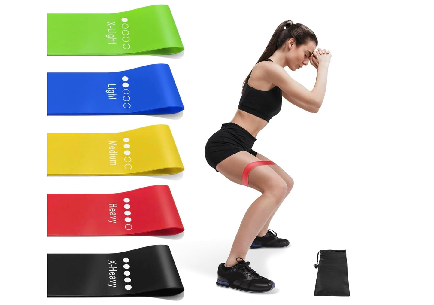 Resistance Bands Set for Workout – 5 Pack Durable Loop Exercise Bands for Strength Training, Physical Therapy, Yoga, Pilates – Non-Slip Home Gym Fitness Bands for Men & Women Bag - Carry Bag Included