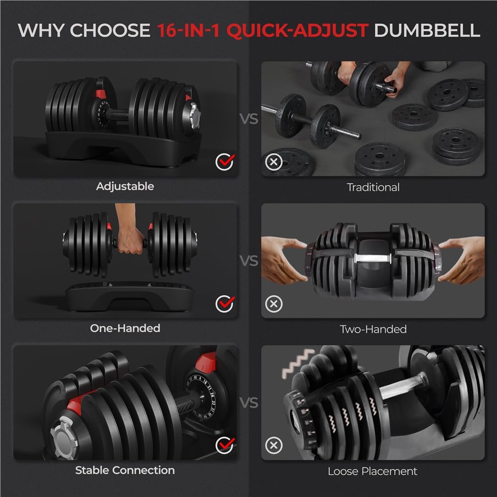 Yaheetech Adjustable Dumbbells Set 28LB Adjustable Weight Pair Fast Adjust Dumbbells 2PCS