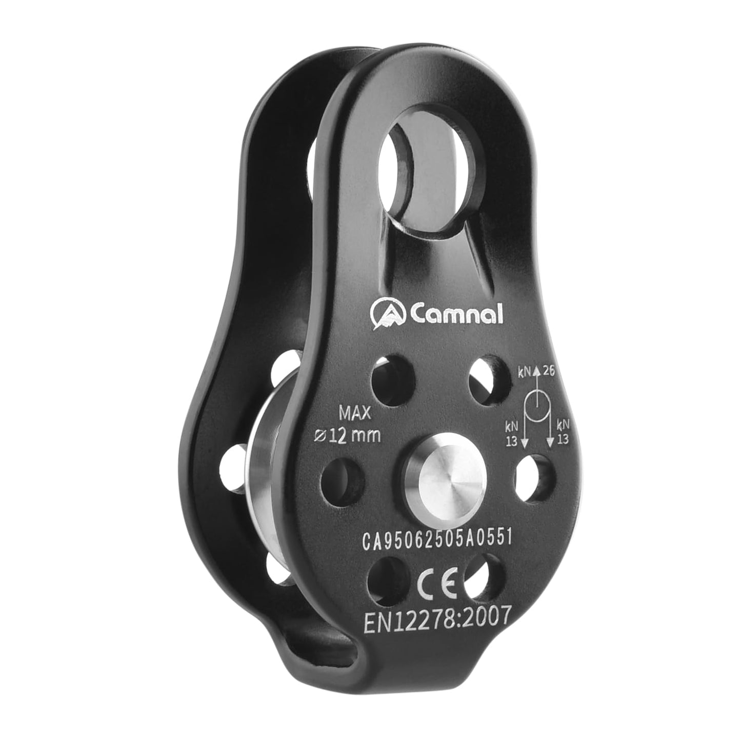 TRIWONDER 26kN Climbing Pulley CE Certified Rescue Pulley Single Sheave Aluminum Fixed Eye Rock Rope Pulley (02 26kN - Black)