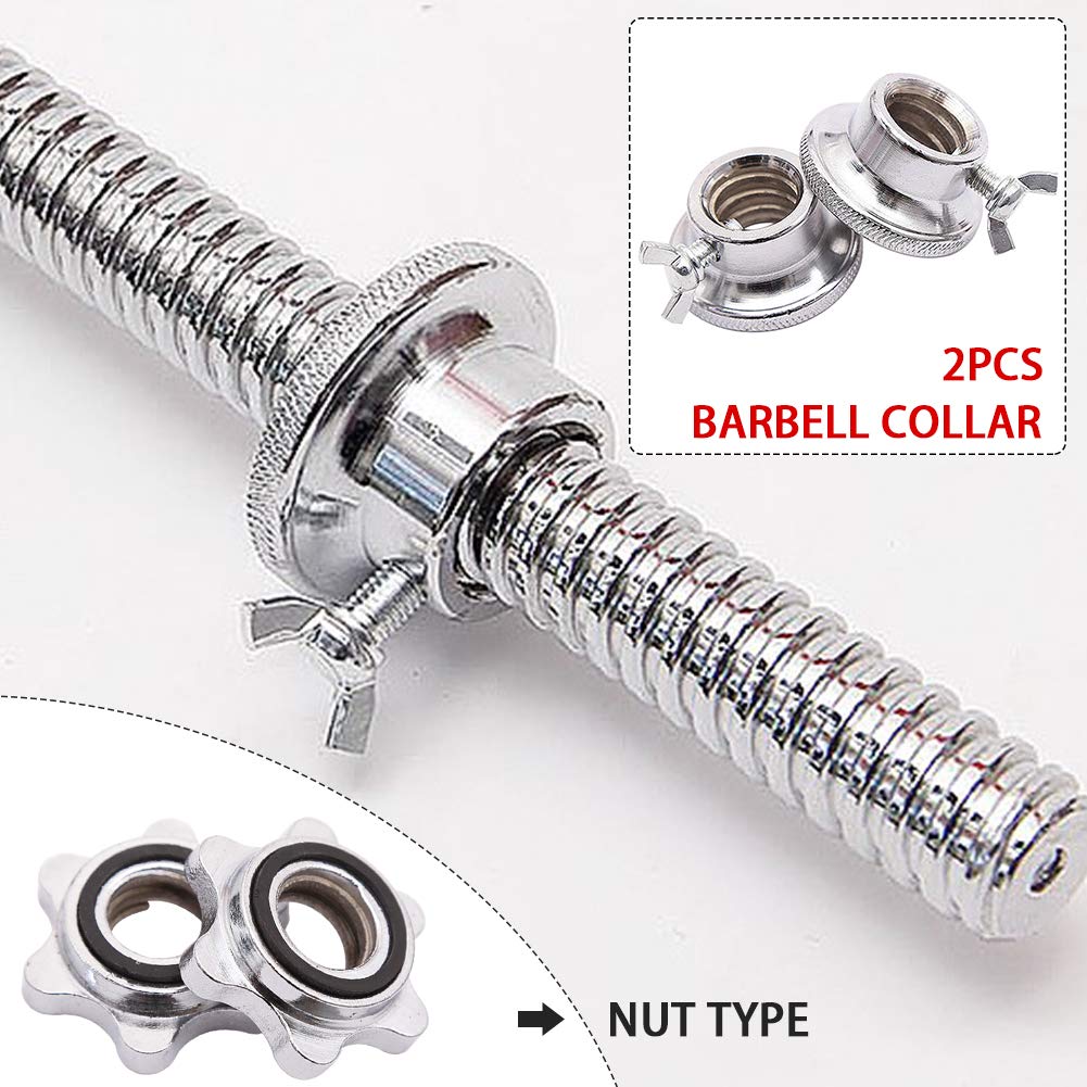 CALIDAKA 2pcs Standard Barbell Spin-Lock Collars Screw Clamps 0.91" Diameter Rubber Steel Anti-Slip Spin-Lock Collars for Dumbell Weight Lifting