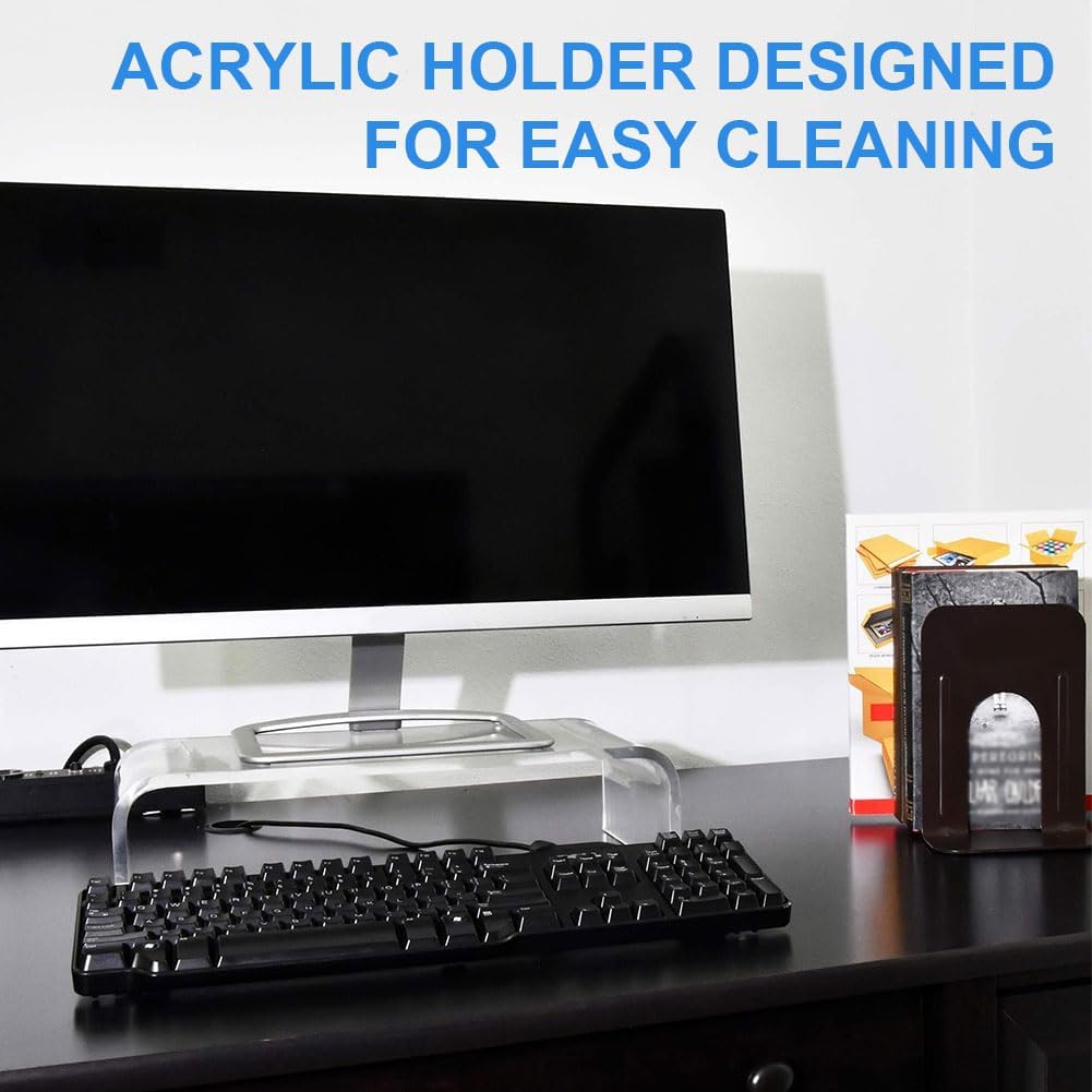 Generic Acrylic Monitor Stand Clear Monitor Riser Desk Laptop Stand Riser Laptop/PC/Multimedia Monitor Stand for Home