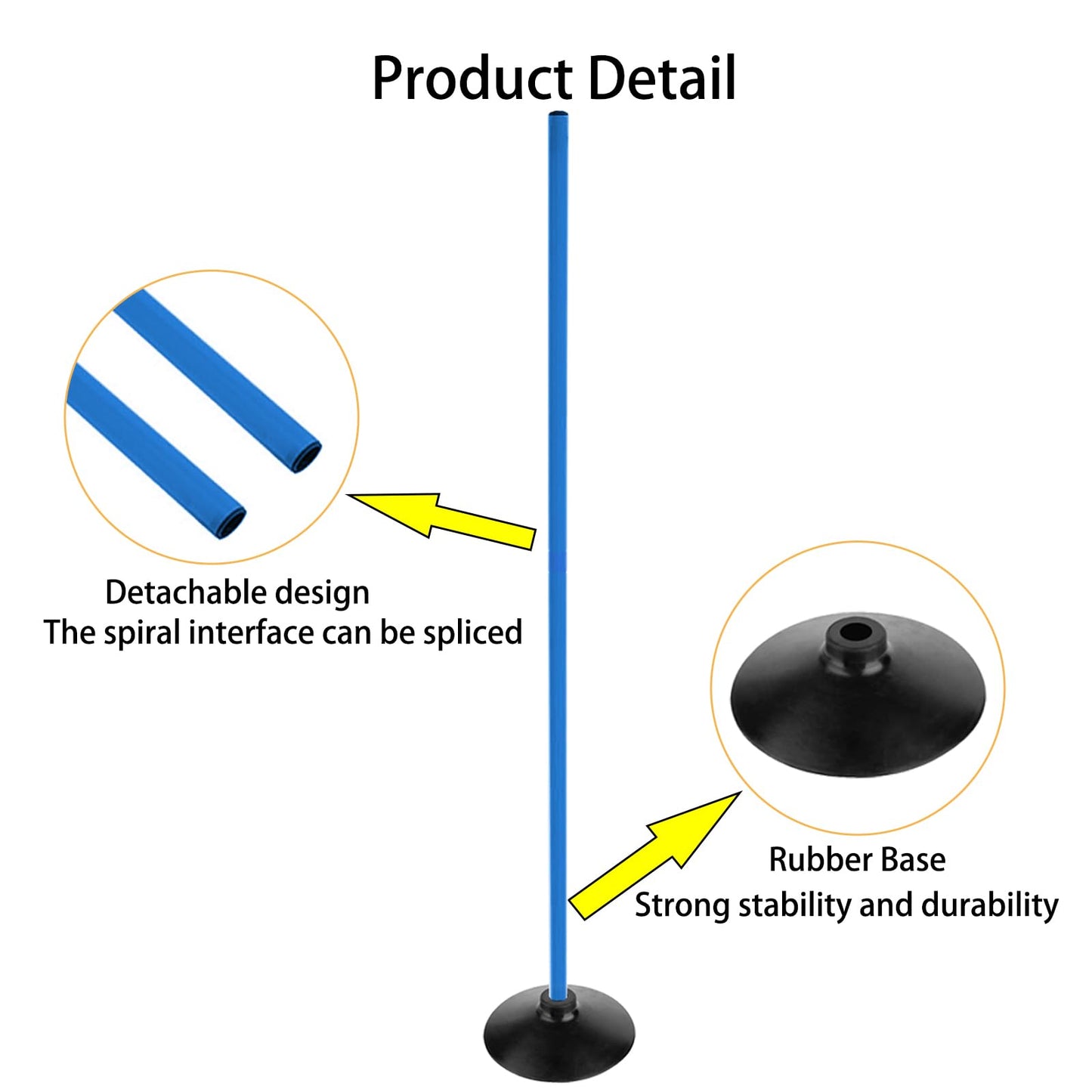 ASENVER Blue Soccer Agility Poles Set Detachable Sports Trainning Speed Pole Slalom Poles with Rubber Base Sport Traning Equipment (4.9 FT, Pack of 6)