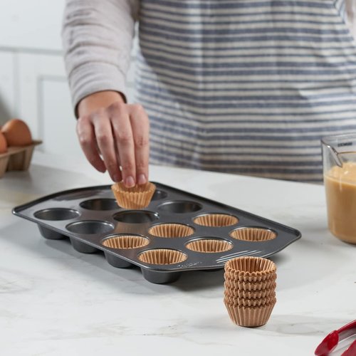 GUSTO Kraft Mini Cupcake Liners - 500 Pcs Food Grade, Grease-Proof Baking Cups for Muffins & Cupcakes