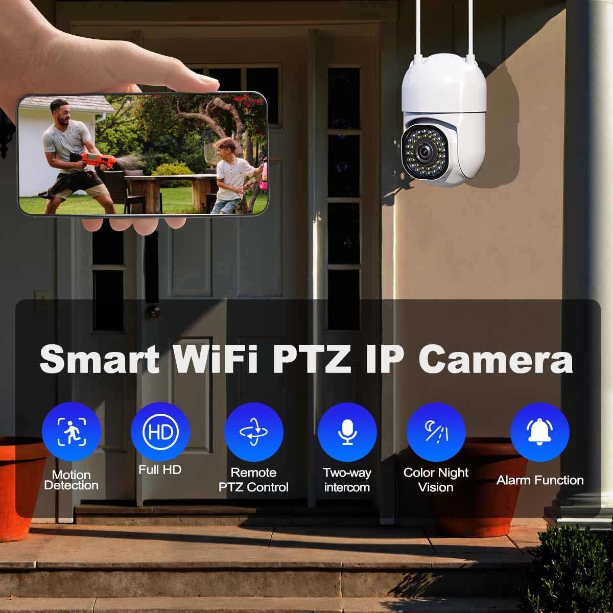 Ayla link 3MP 2K 2.4GHz 360 2-Way Security Camera Outdoor, HD Cameras for Home Security, Support WiFi, PTZ Auto