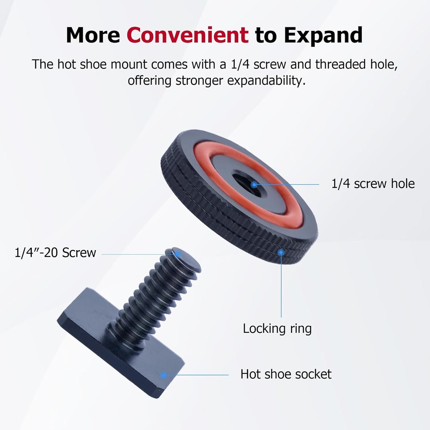 1/4 (62043) Hot Shoe Adapter for DSLR Cameras Universal Screw Mount for Microphone, LED Light, Tripod Aluminum Alloy