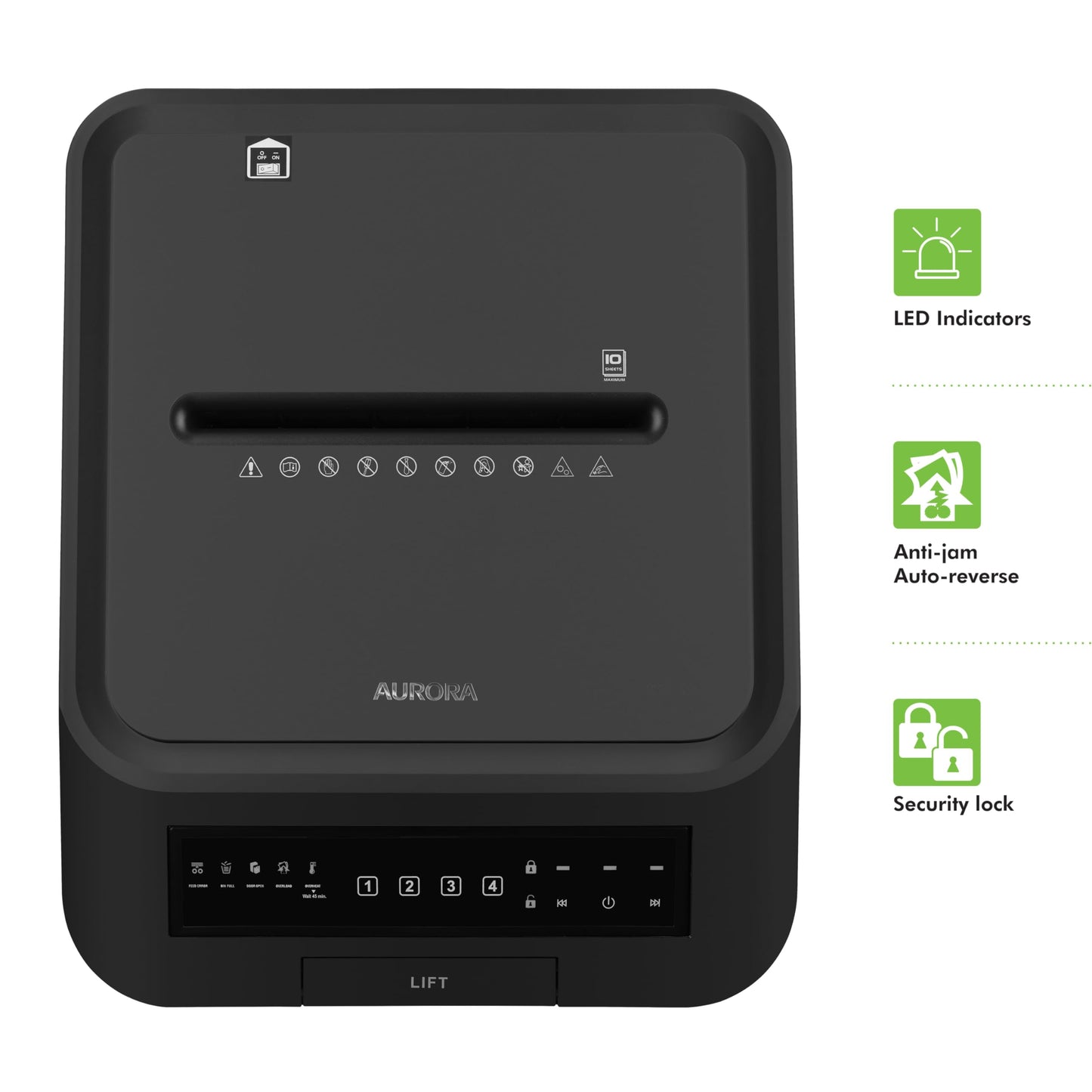 Aurora Commercial Grade 400-Sheet Autofeed High Security Micro Cut Paper and CD/Credit Card Shredder/ 240 Minutes Continuous Run Time Heavy Duty Shredder for Office/Security Level P-5