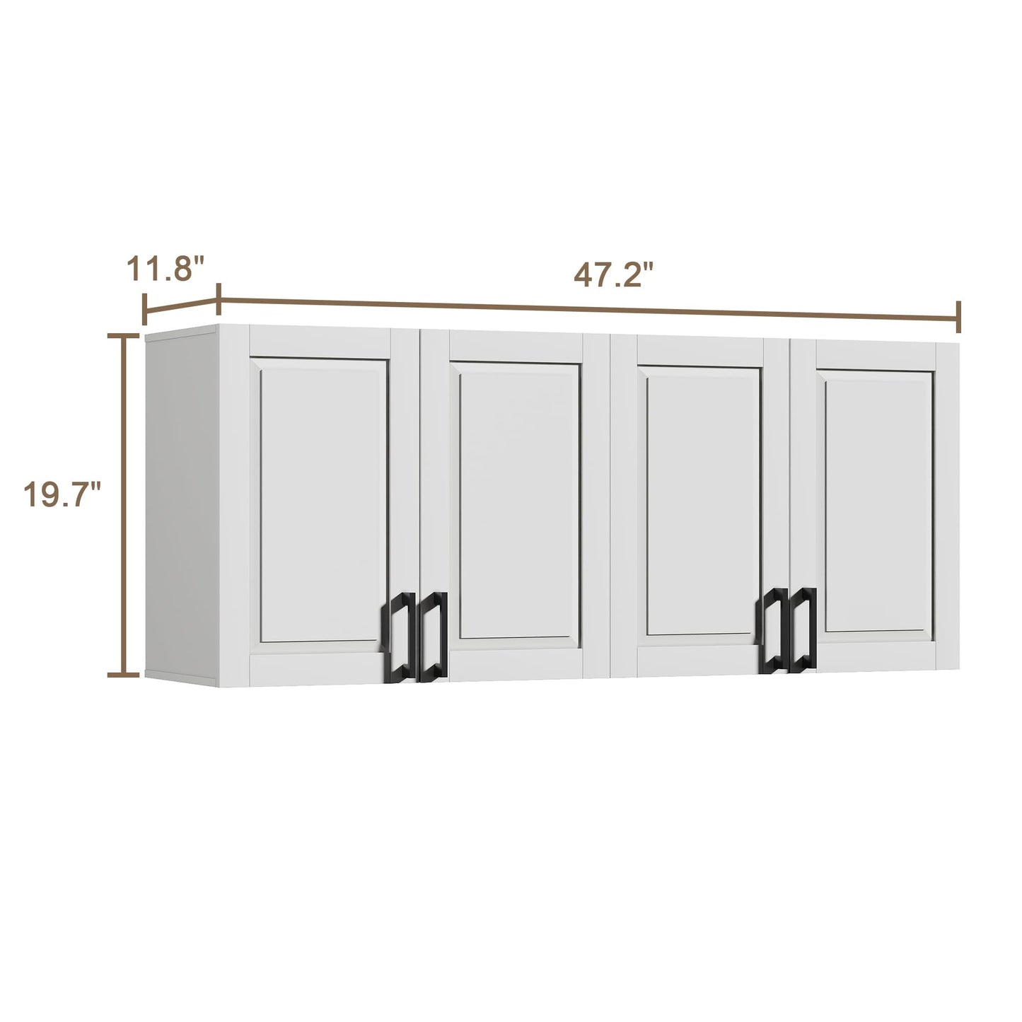 ChooChoo Laundry Room Cabinets, 4 Doors Wall Mounted Storage Cabinet, Kitchen Wall Storage, Bathroom Wall Cabinet, White