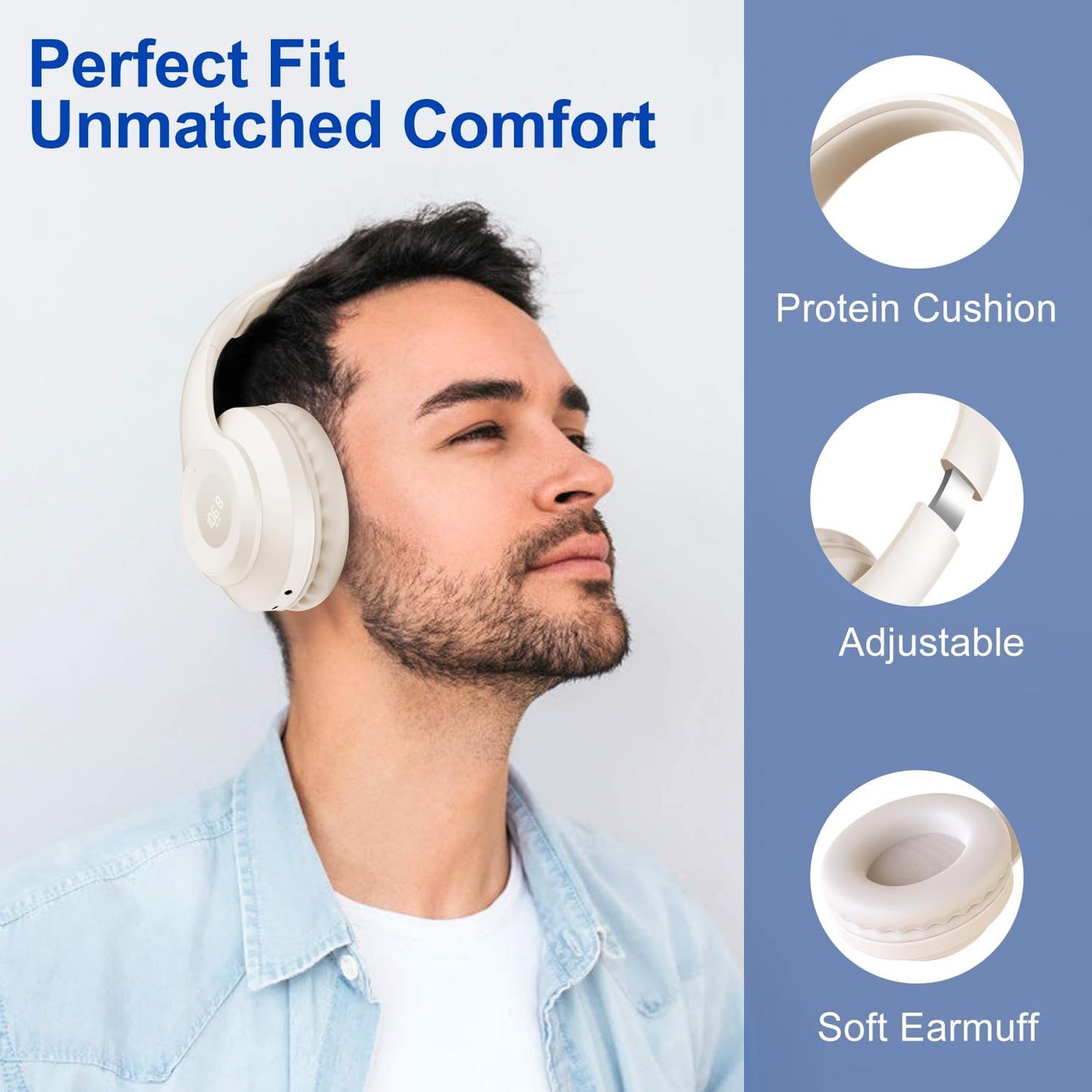 X5 Headset Rechargeable & Portable FM Radio Headphones with Best Reception, LED Display, Soft Ear Muffs, FM Radio
