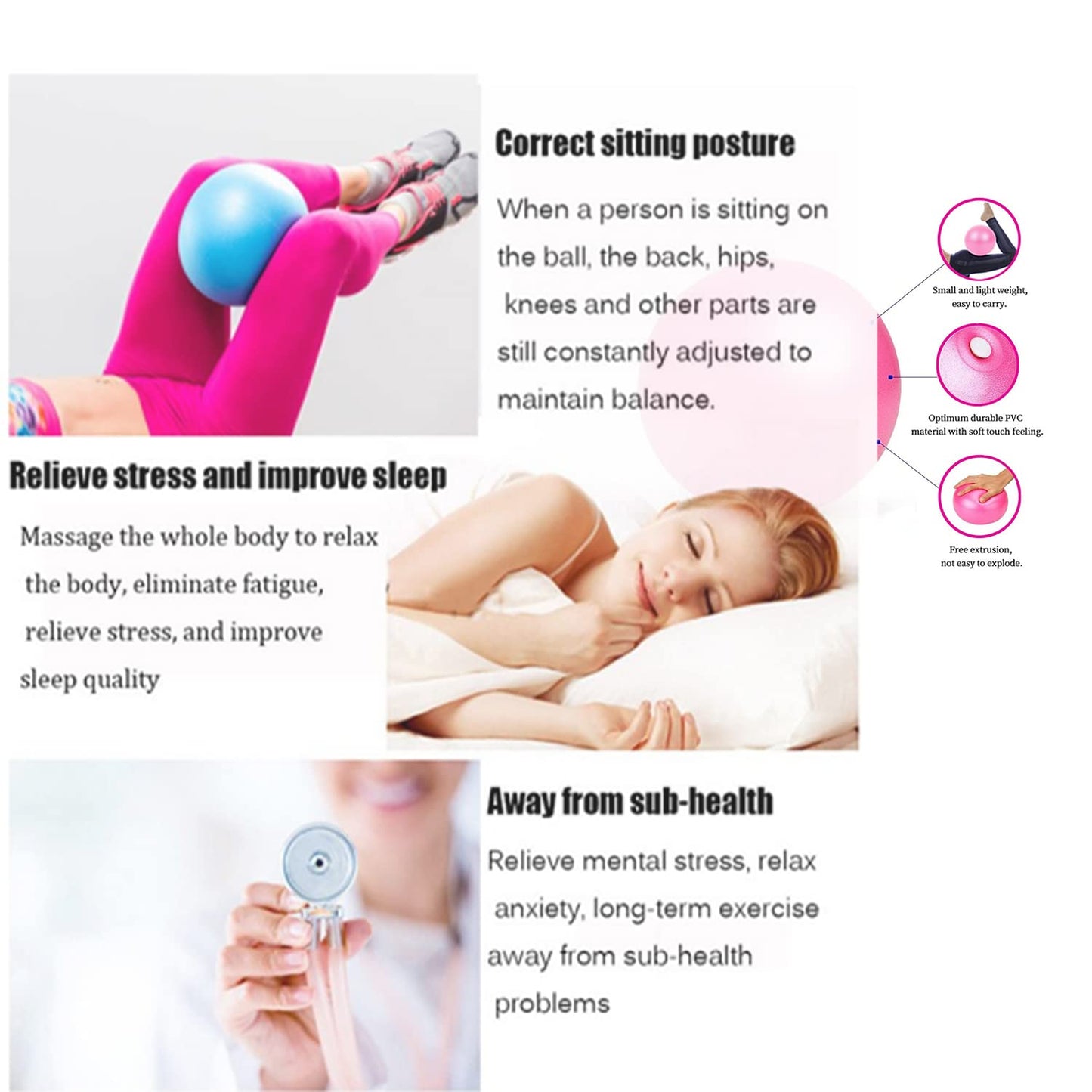 JUFANGFIN 9-Inch Pilates Exercise Ball for Yoga, Barre, Fitness & Physical Therapy Mini Squishy Balance Ball for Home Workouts(6PCS-Purple)