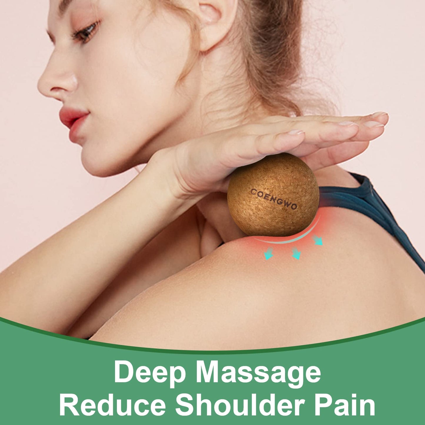 COENGWO Cork Ball Lacrosse Ball, Deep Tissue Muscle Tension Therapy Ball for Trigger Point Therapy, Muscle Soreness, Yoga Therapy, 2.4 Inch