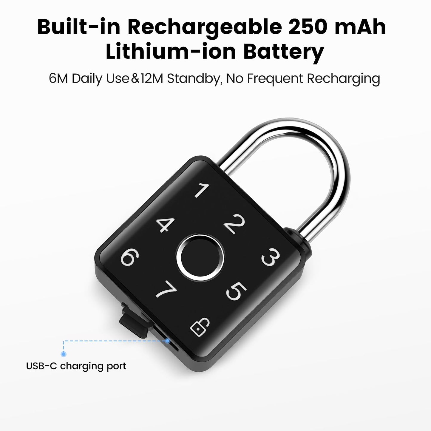 Lokko Gym Locker Lock, Fingerprint Smart Padlock Bluetooth RFID Keyless Biometric Lock for School Dorm Employee Locker, Toolbox