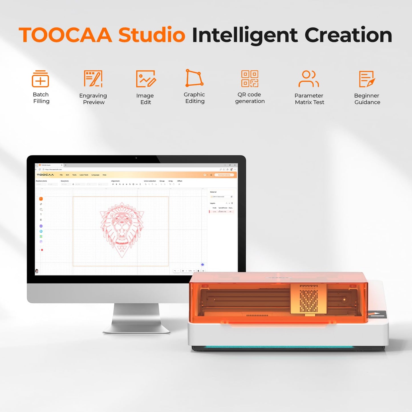 TOOCAA NOVA 10W Smart AI Laser Engraver Cutter w/Air Assist, Fully Assembled Enclosed, 5MP AI Positioning Camera & Auto Focus, Dual Exhaust, Class1 Safety, Blade Cut Panel, No-Riser Tumbler Engraving
