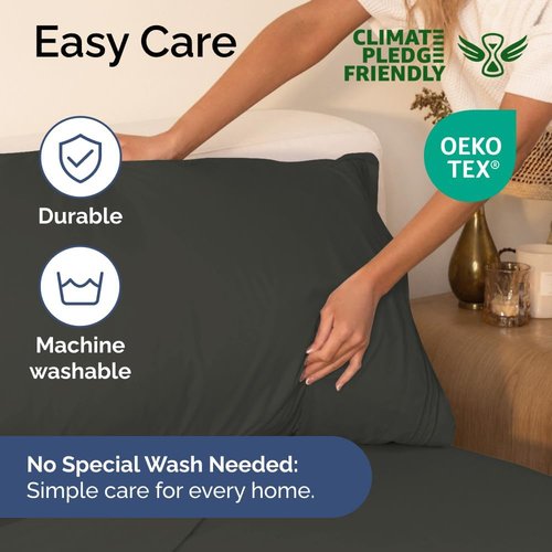 King Size 4 Piece Sheet Set - Ultra-Soft Cooling Bed Sheets | Hotel Luxury Bedding - Charcoal