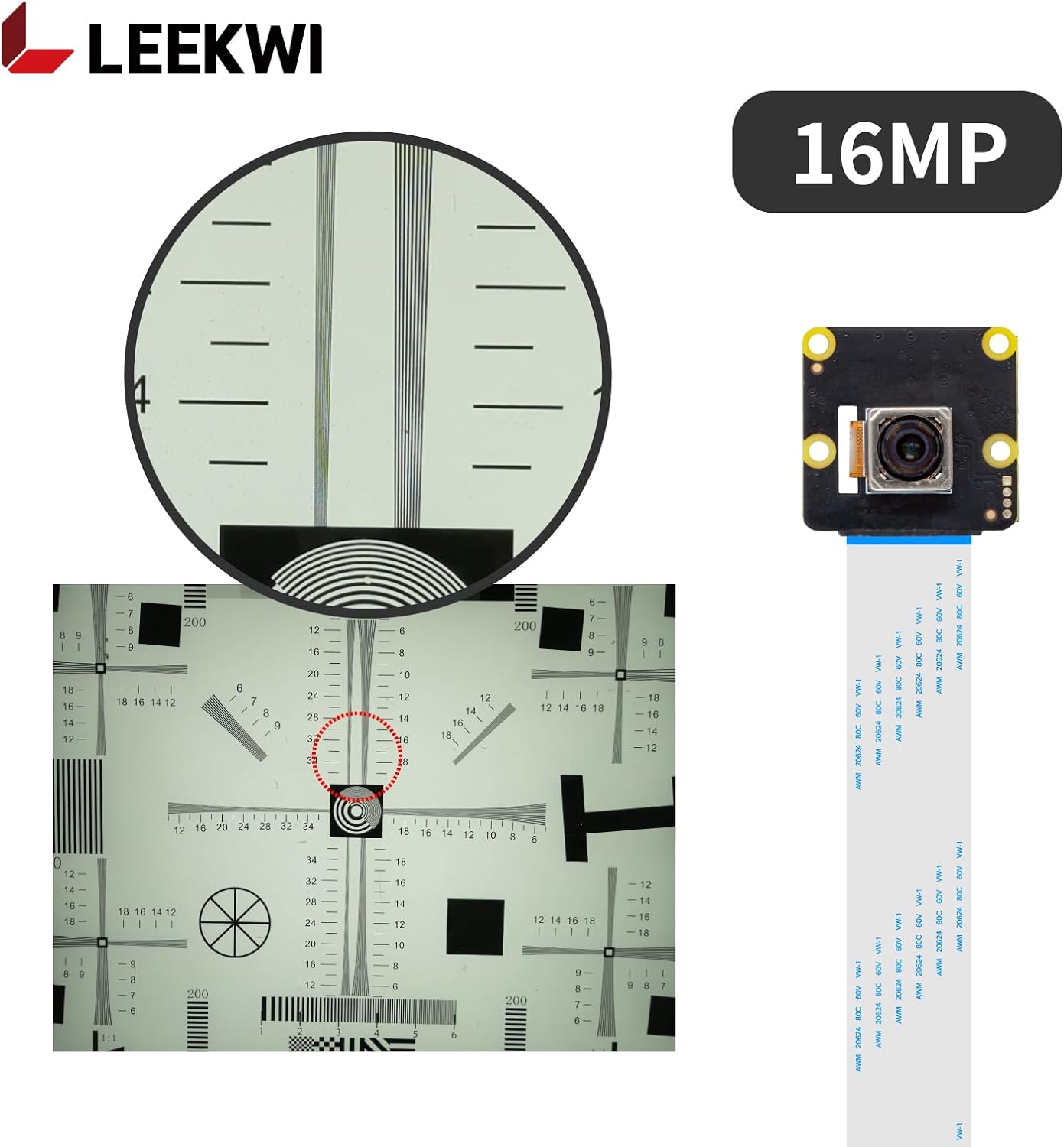 LEEKWI IMX519 5, 4, 2W, 16MP Autofocus Raspberry Pi Camera for Pi Zero PDAF&CDAF High Resolution Camera Module
