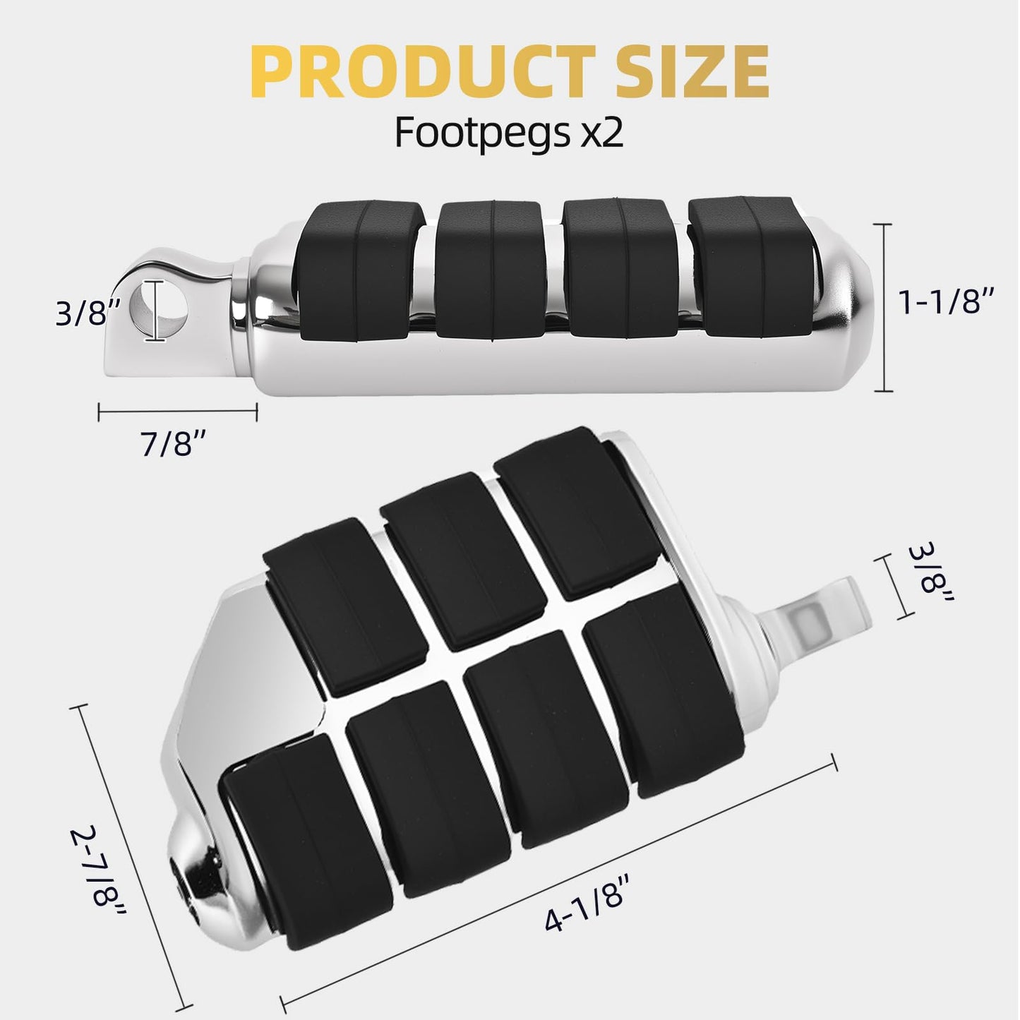 Motorcycle Foot Pegs, 10mm Highway Passenger Footboard Footpegs Male Mount Foot Rest Pedal Lion Paw Style Fit for Harley Davidson Touring Street Glide Softail Dyna Sportster(Chrome)