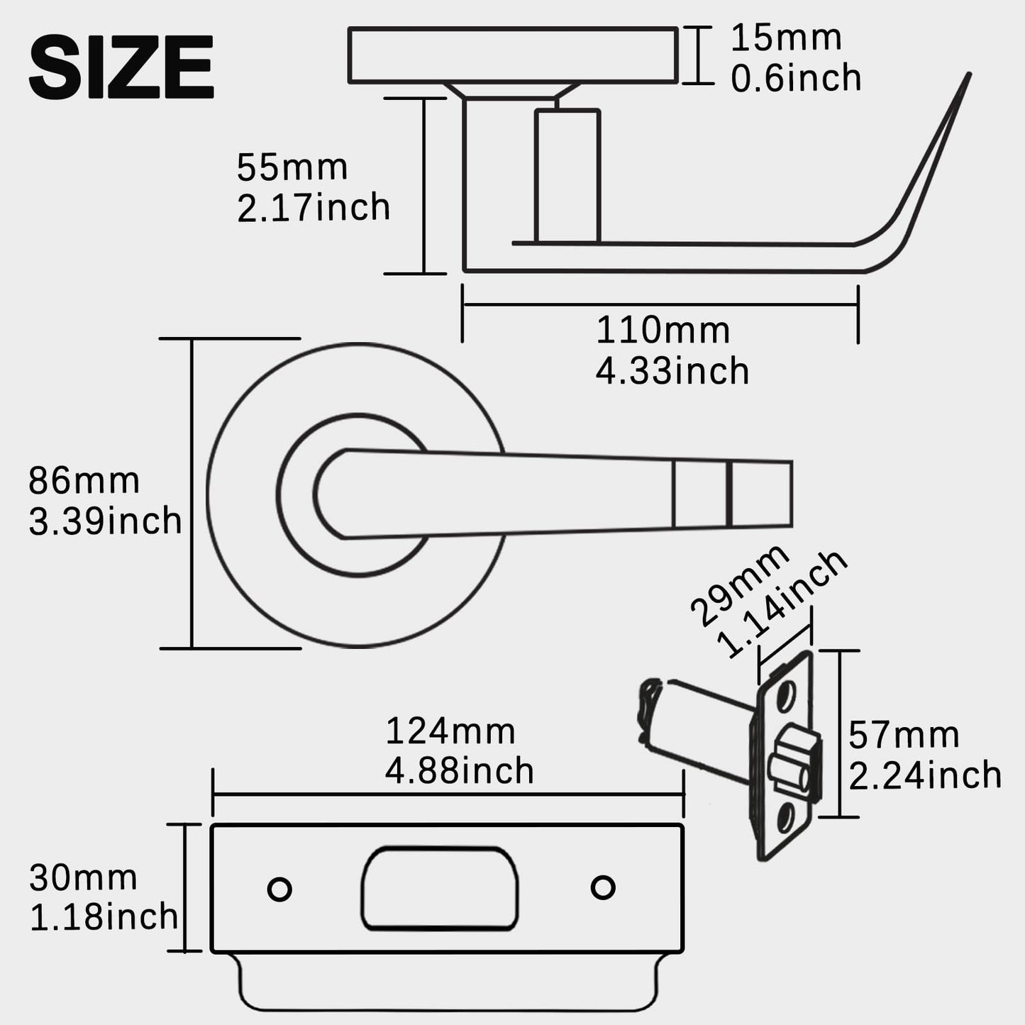 HISAFE Commercial Keyed Entry Door Handle & Commercial Privacy Door Handle