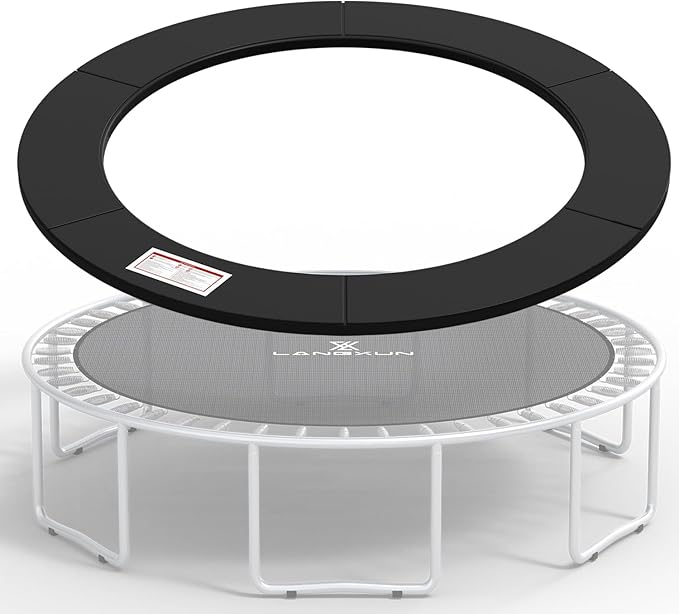 LANGXUN Universal Trampoline Repalcement Safety Pad, 8ft 10ft 12ft 14ft 15ft 16ft Waterproof Surround Spring Foam Cover for Round Frame