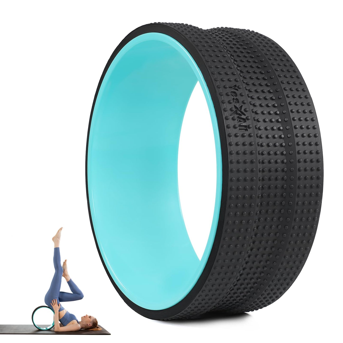 Yes4All Yoga Wheel Roller, 500 lb Capacity Back Cracker Roller, Yoga Roller for Back Ease & Spinal Support, Target Pressure Points for Comfort Hips & Neck, Available in 6”/10”/12” Sizes