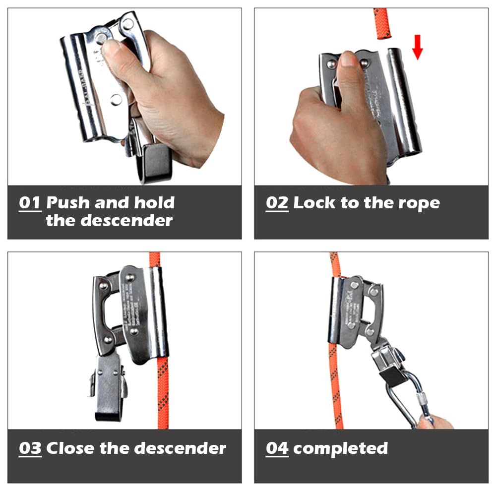 YERGOFE Climb Self Locking Rope Grab - Alloy Steel, Safety Protection 25 kN(Aprx 300LB), Used with 5/8’’ Lifeline Rope, for Construction, Climbing, Fall-Protection (Round Lock)