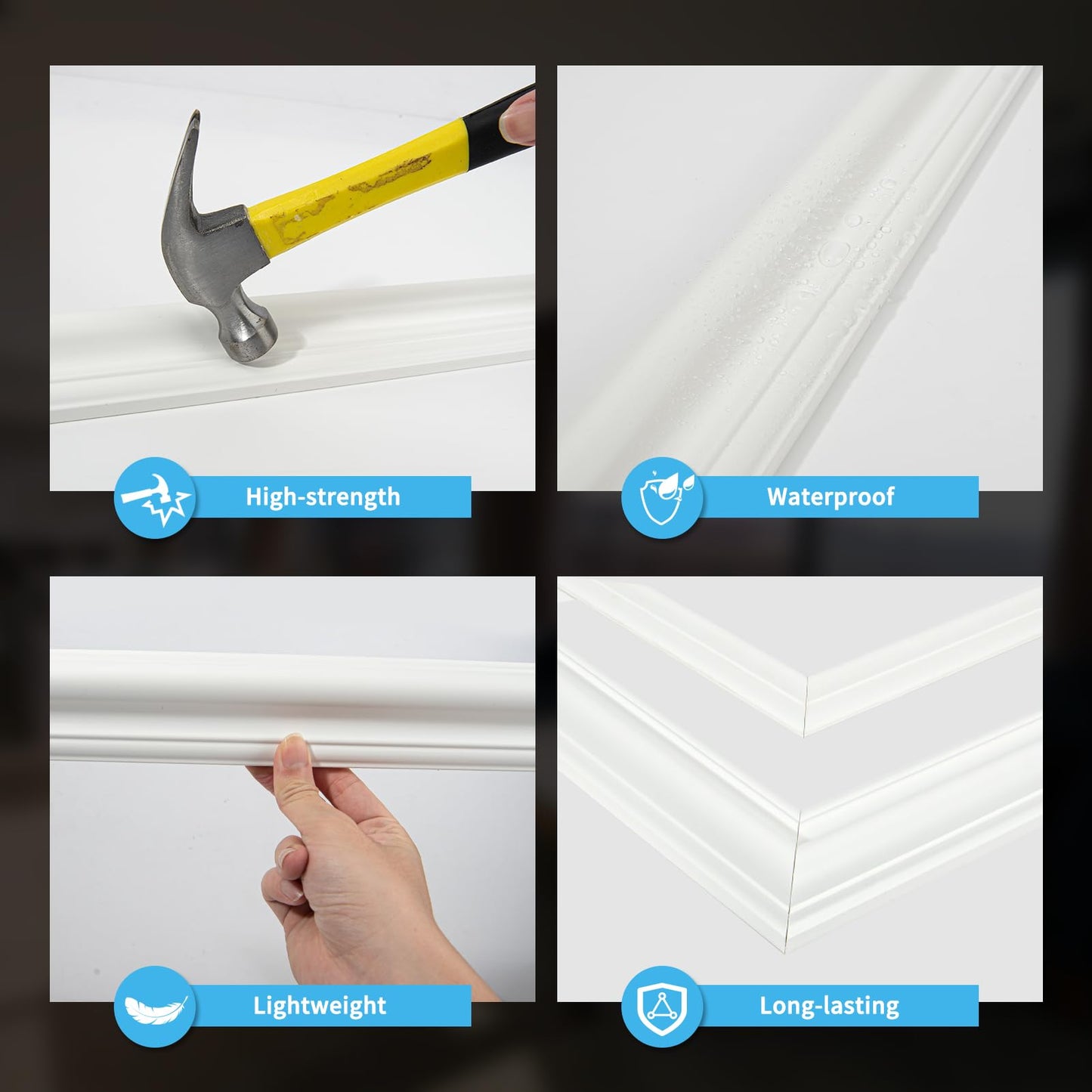 Art3d Premade Bilinear Frame Accent Molding Set, Pre-Cut Decorative Wainscoting Panel for Home Décor, Ready-to-Assemble Glue-On Wall Trim for Living Room Bedroom Corridor, 6 Separate Bilinear Frame