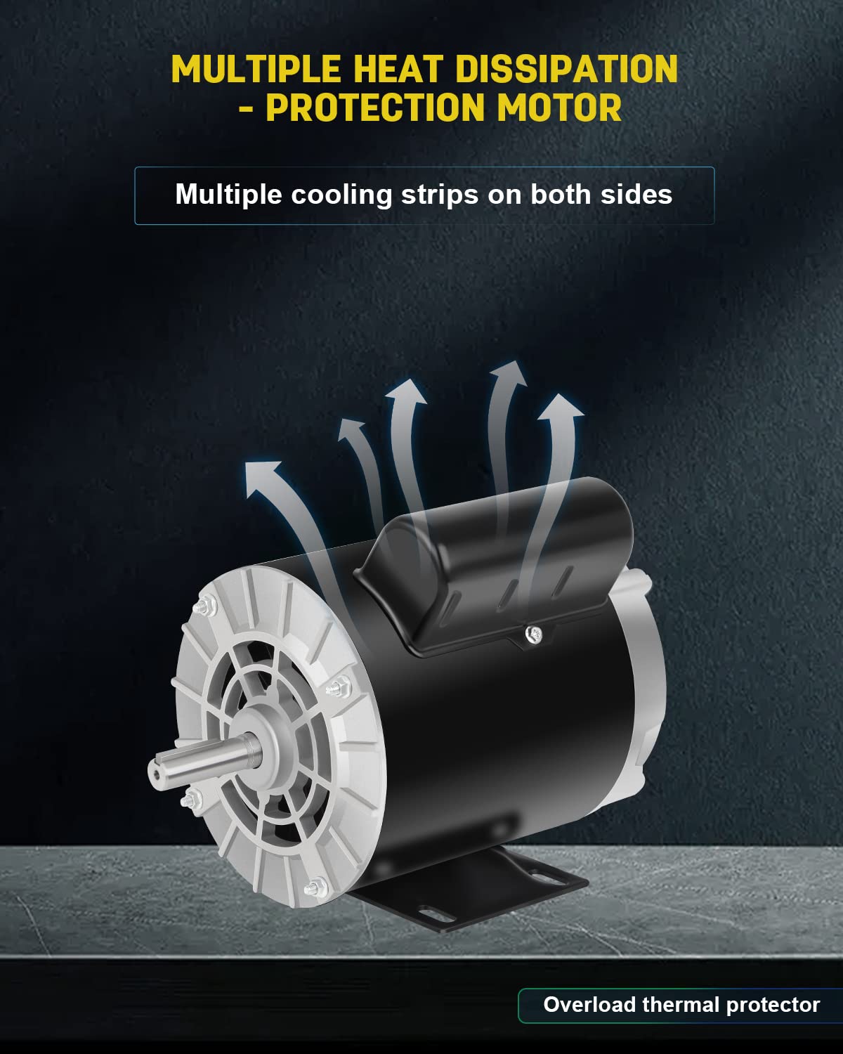1 HP Air Compressor Motor, Electric Motor 3450 RPM, 115/230V Single Phase, 56 Frame 5/8" Keyed Shaft 60 Hz, Commercial-Duty CCW Rotation, 1.88" Shaft Length for Air Compressors