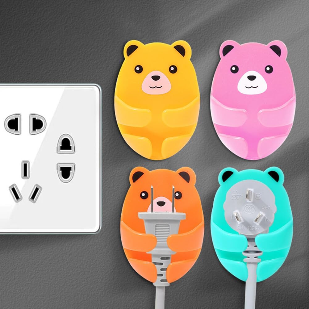4Pcs Power Outlet Hook Plug Storage Hooks Cable Clips Adhesive Plug Holder Plug Wire Holder Cord Organizer for Cord