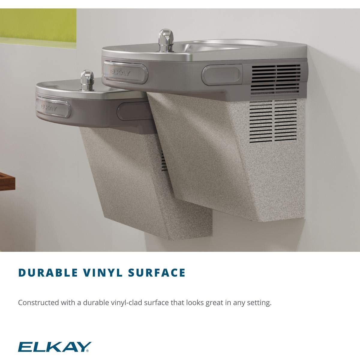 Elkay LZSTL8LC Versatile Cooler Wall Mount Bi-Level ADA Filtered, 8 GPH Light Gray Granite, 1.5