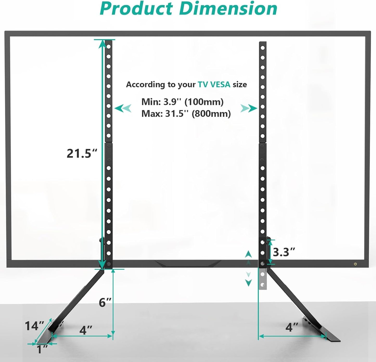 WALI 55 inch 22-65 Inch 110lbs 800 500mm (TVS001), Universal TV Stand TV, TV Stand Mount for LCD Flat Screen TVs, Table