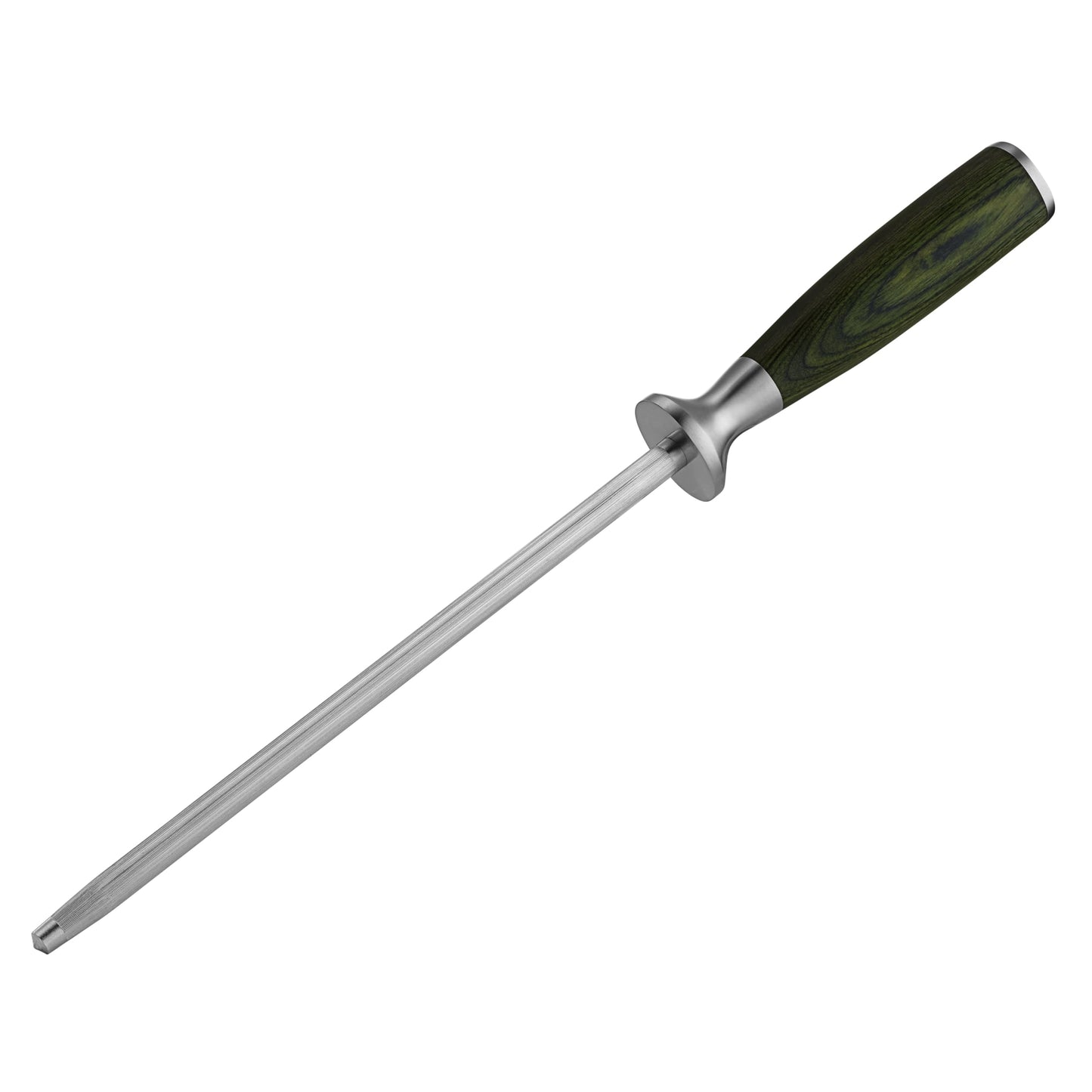 HexClad Honing Rod, 9 -Inch Japanese Damascus Stainless Steel Rod, Pakkawood Handle