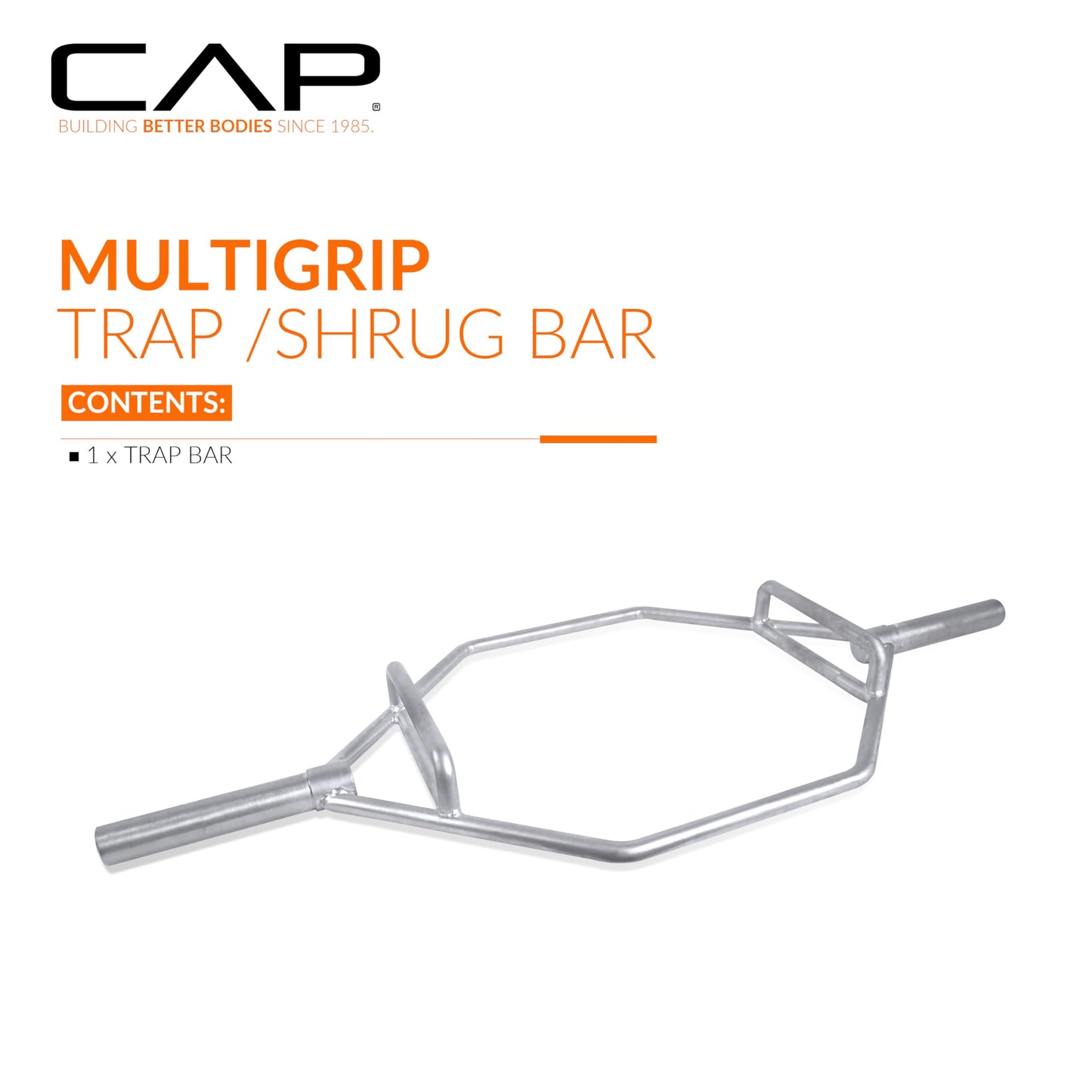 CAP Barbell Olympic Hex Trap Bar with Combo Grips, Shrug Deadlift Bar - Chrome