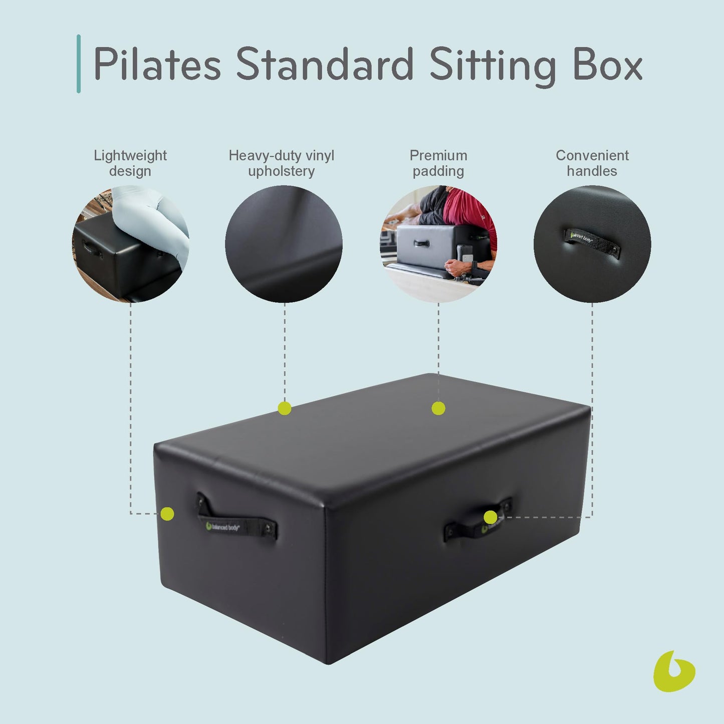 Balanced Body Standard Sitting Box for Pilates Reformer, Pilates Equipment for Home Workouts and Professional Studio Use, Fits Wood Reformers and Allegro or Allegro 2 Reformer
