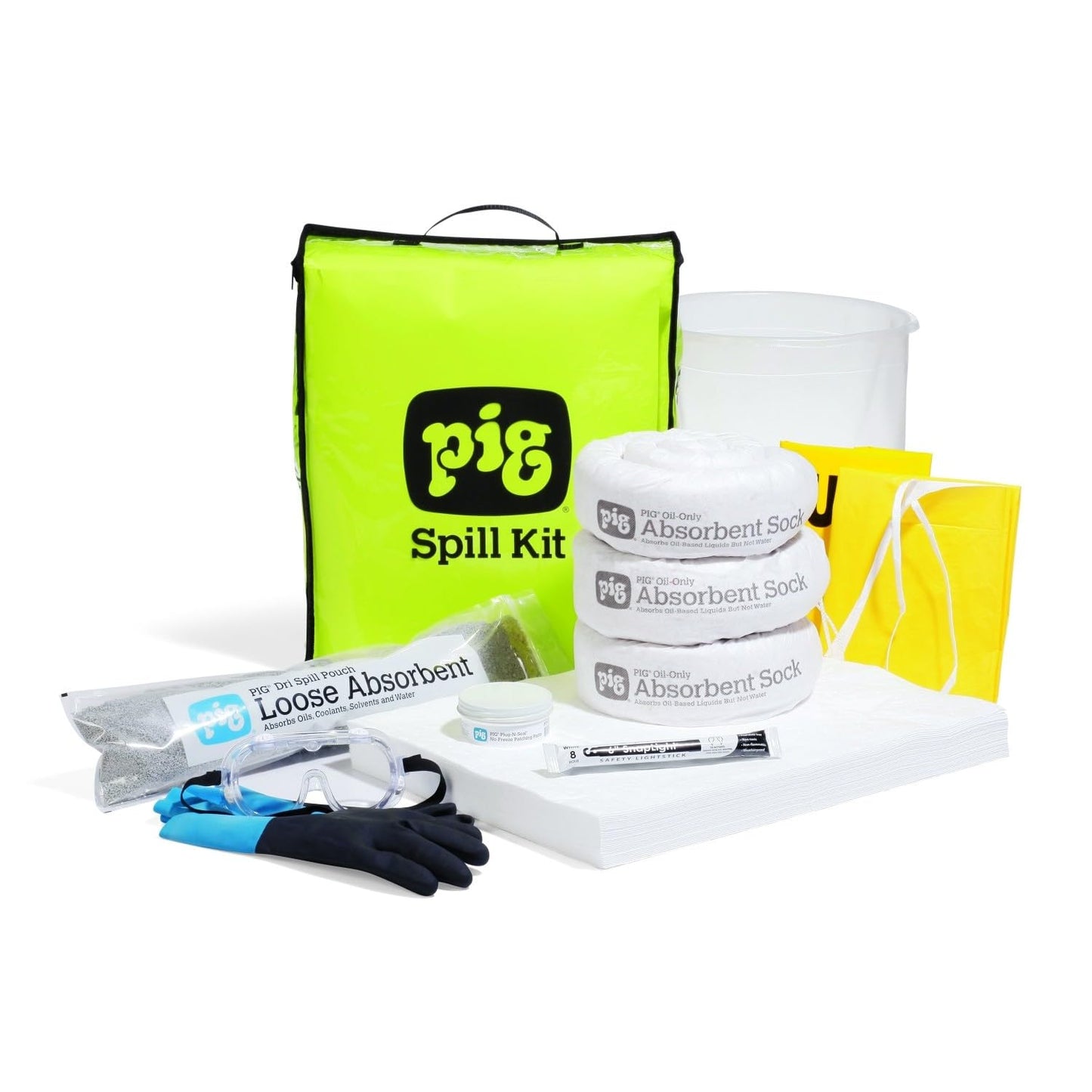 PIG Hi-Viz Oil-Only Truck Spill Kit in See-Thru Bag | 6.5 Gallon Spill Kit for Trucks | Fuel Spill Kit by New Pig, Clear