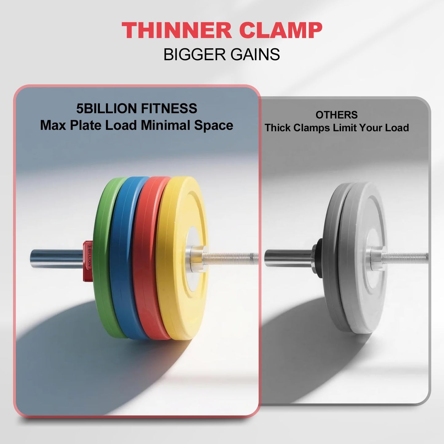 Olympic Barbell Clamps 2 inch Barbell Clips (Pair) Barbell Collars for Secure Weightlifting Quick Release Weight Clips for Bars with Anti-Slip TPR Lining at Home or Gym Clips (Red)