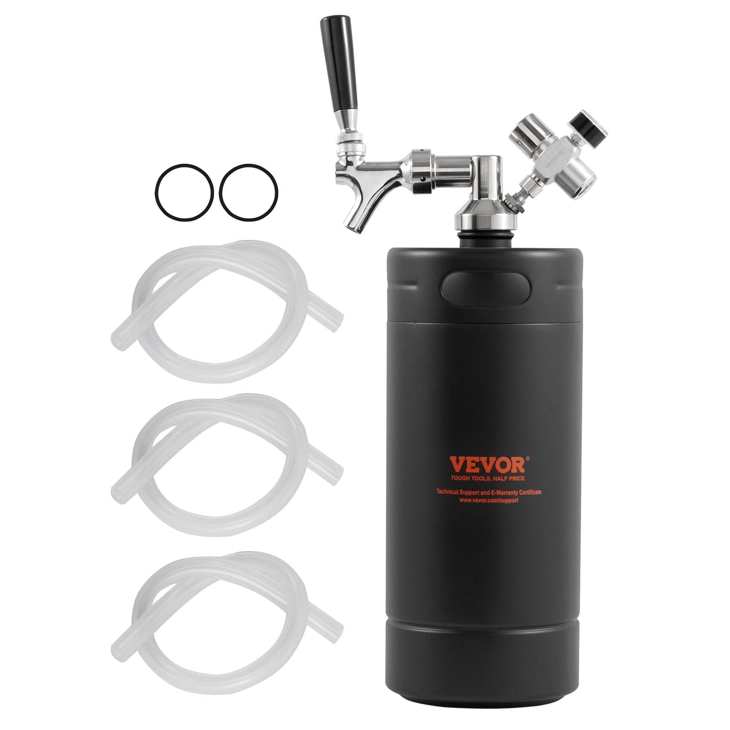 Beer Growler Tap System, 128Oz 4L Mini Keg, 304 Stainless Steel Pressurized Beer Growler, Keg Growler with Pressure Display, CO2 Regulator Faucet, Leak-Proof Ring For Draft, Homebrew, Craft Beer