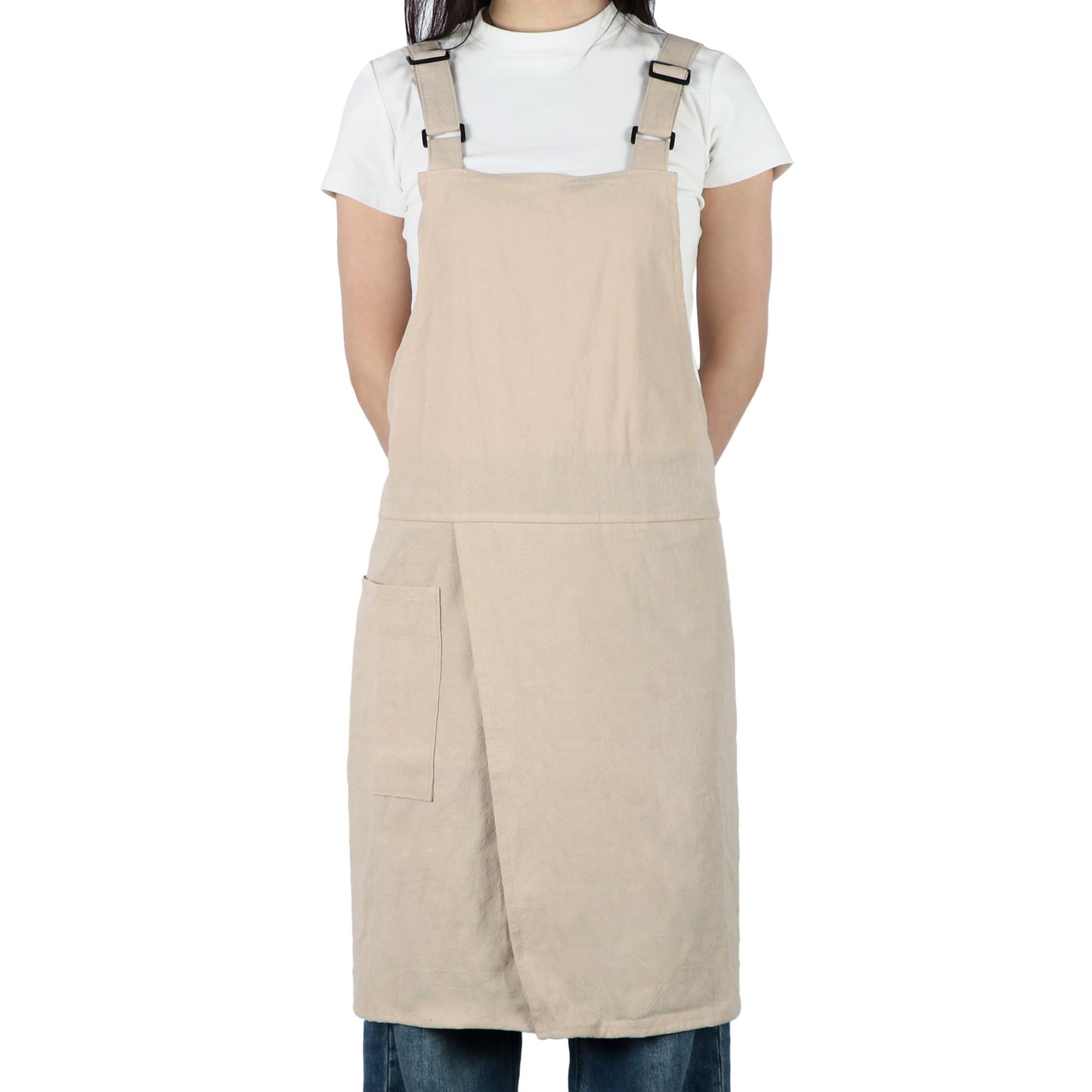 MIKI WELL Cotton Linen Adjustable Strap Pottery Apron with Split Leg Design for Women and Men Artist Gardening Cooking