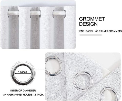 MIULEE Blackout Curtains - 100% Thermal Insulated Linen Texture Drapes | Grayish White, 52x120 Inch (2 Panels)