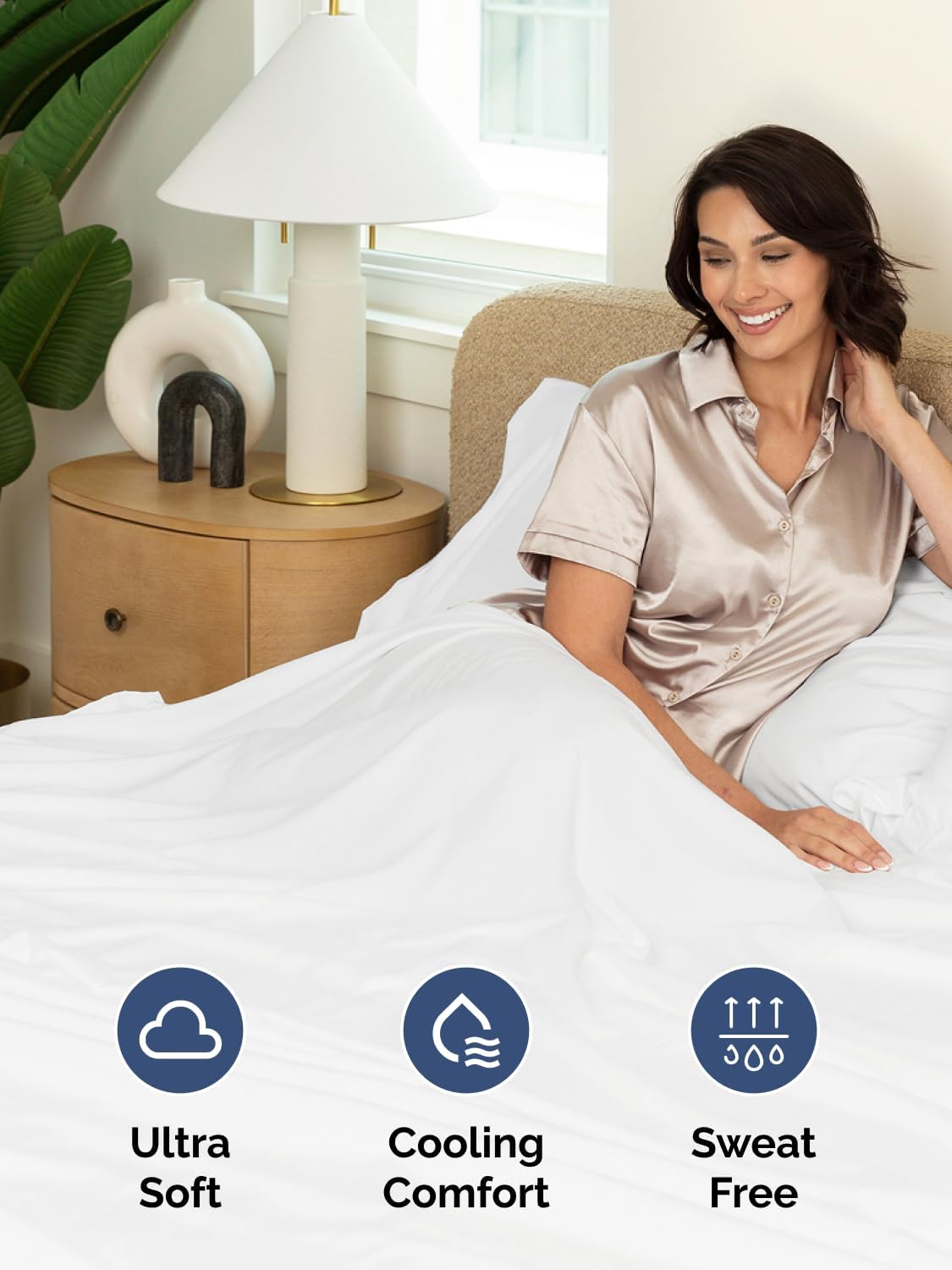 Skiennix Extra Deep Full Sheet Set - 6-Piece Breathable Cooling Bedding - Soft, Wrinkle-Free White