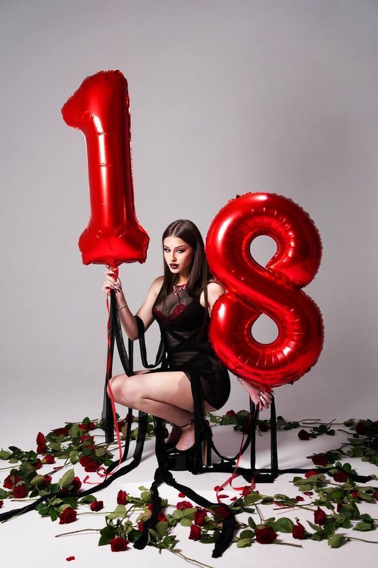 Numbers Balloons 40 Inch Red - 18th Birthday Party Decoration for Men & Women | Big Foil Balloon