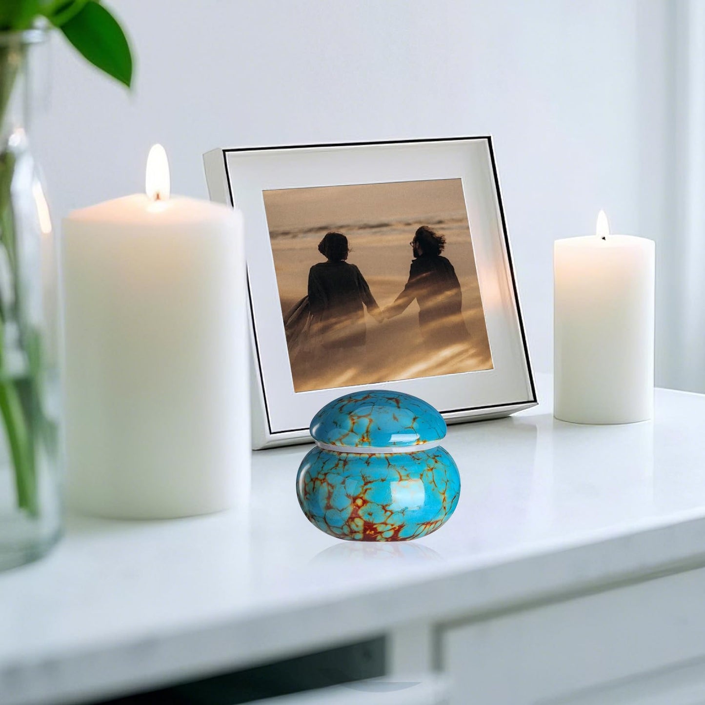 Small Urns for Human Ashes Keepsake,Ceramic Small Cremation Urn for Ashes for Women Adult Male with Gift Box and Velvet Bag 1.6'' Mini Urns for Pet Urn Dog Cat Ashes Keepsake Blue