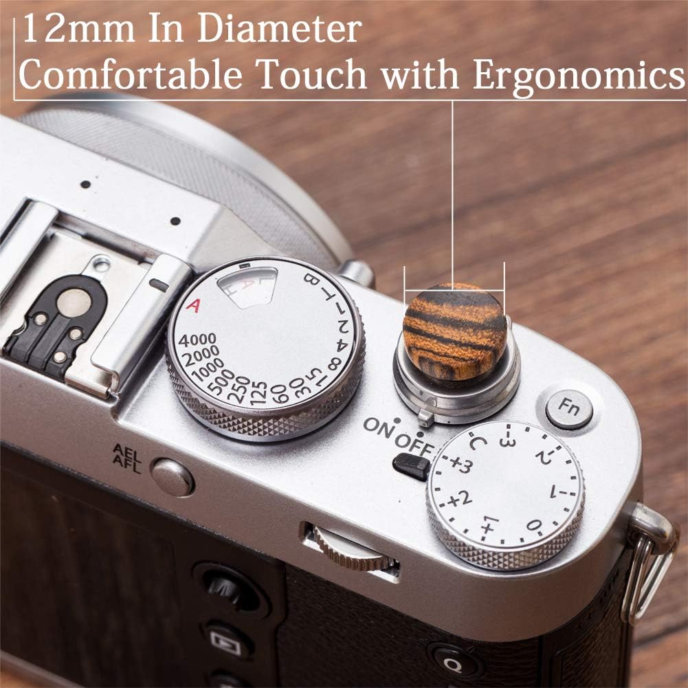 12mm 1 VKO Wood Soft Shutter Release Button,Delicate Camera Shutter Button Concave Surface Golden Black PCS (Wood Grain