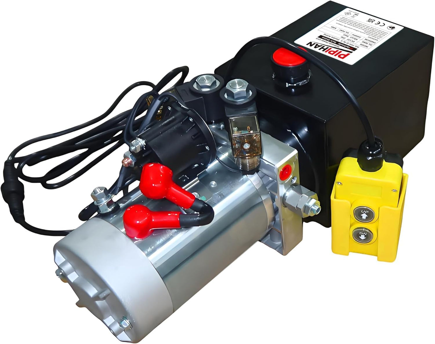 Double Acting Hydraulic Pump 15 Quart Hydraulic Power Units 12V DC Hydraulic Pump SAE#6 Connector for Dump Trailer Car Lifting