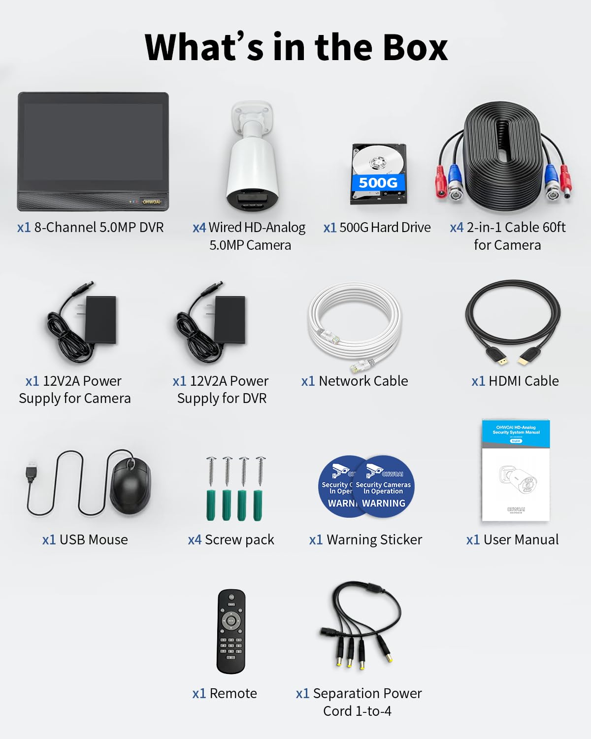 《80ft IR Night Vision & All-in-One DVR》Wired Security Camera System Outdoor, 5MP CCTV Cameras Systems with AI Motion Detection, Home Video Surveillance DVR Kits