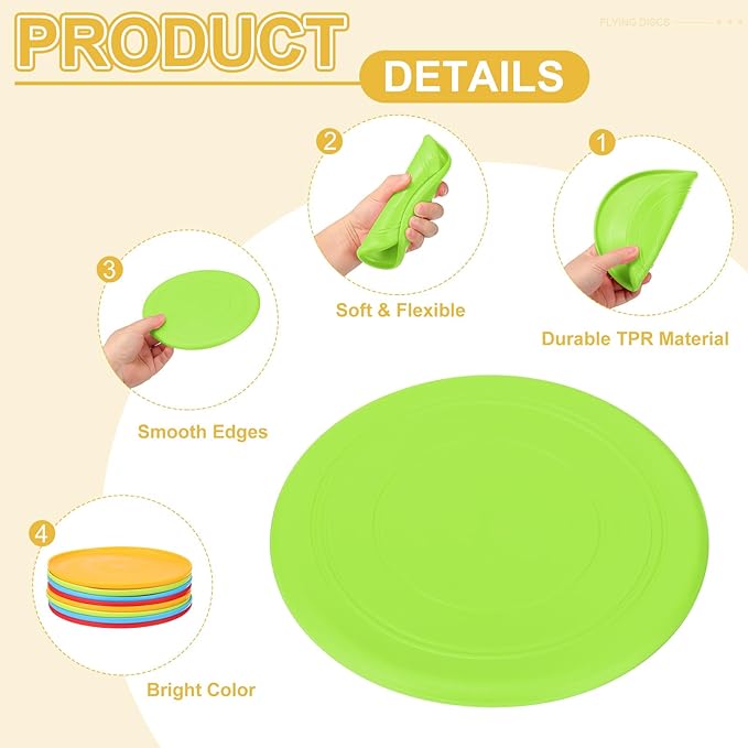 PATIKIL Flying Disc Soft Silicone Colorful Flying Disk Flyer for Outdoor Sports Lawn