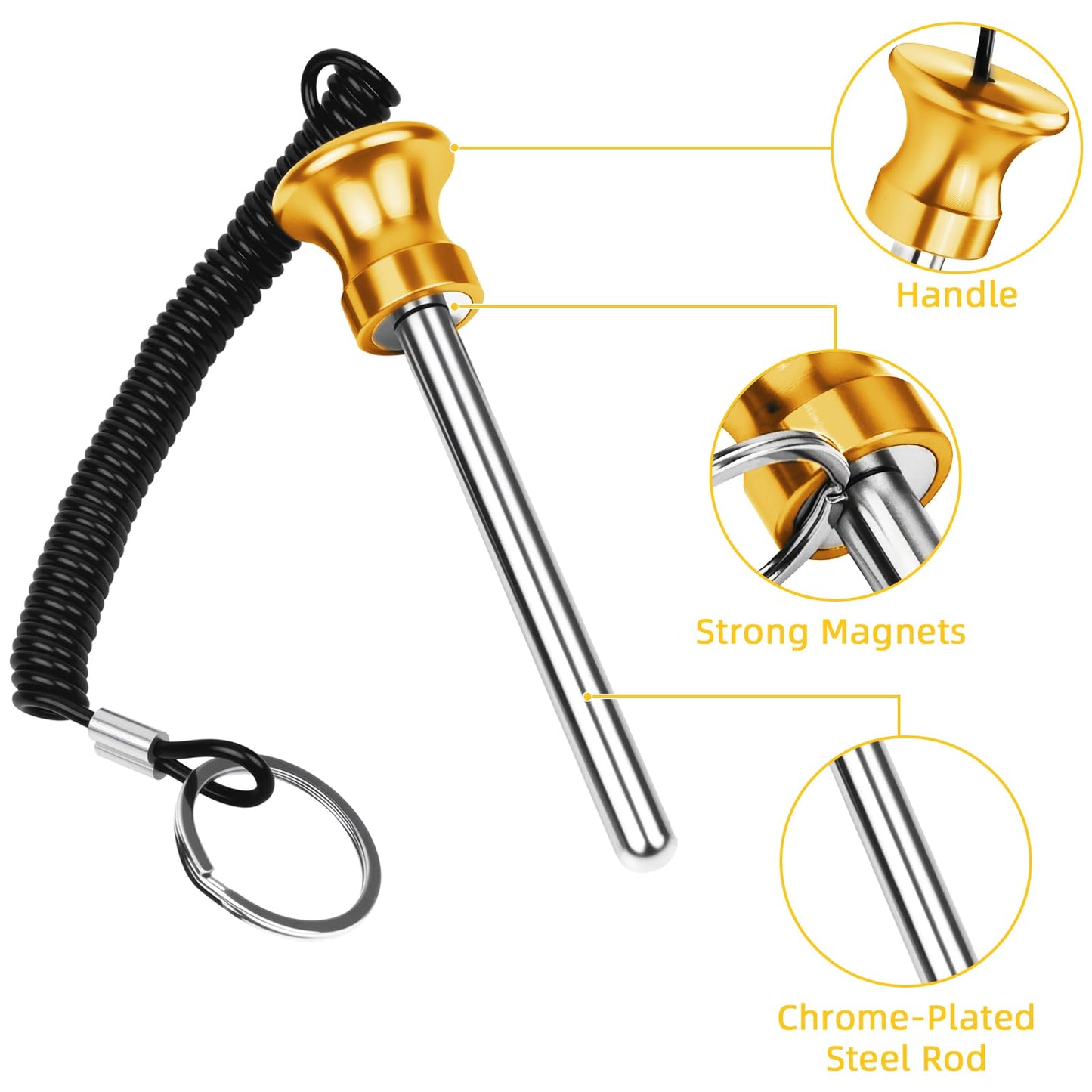 Topfinder 3 Pcs Weight Stack Pin, Magnetic Weight Pin, Gym Pin, Universal Exercise Machine Attachments with Pull Rope, Durable Gym Pins for Home Gym Parts and Exercise Machine Accessories