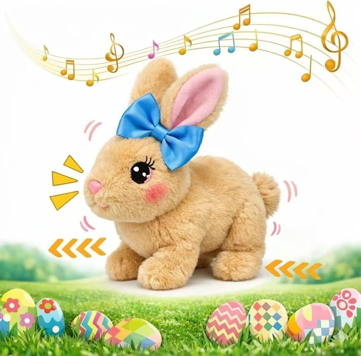 Skiennix Interactive Easter Bunny Toy - Animated Plush Rabbit with Sounds & Movements | Brown